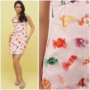 Anthropologie Maeve Sweet Treats Candy Wrapper Pink Mini Dress